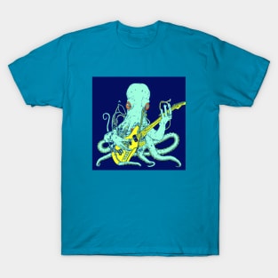 Turquoise Octopus Plays a Golden Guitar T-Shirt